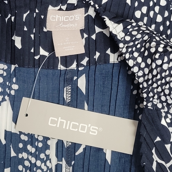 Chicos Travelers Collection NWT Pleated Print Jacket Duster Size 2. - Picture 8 of 12